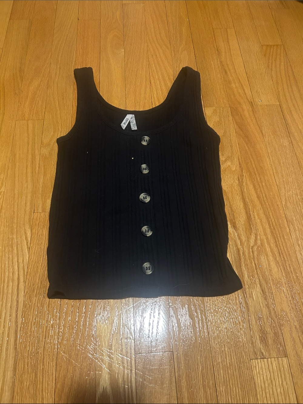 Mudd Black Ribbed Button-Front Tank